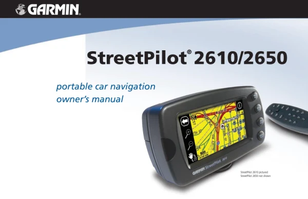 Garmin StreetPilot 2610 / 2650 — instrukcja po angielsku