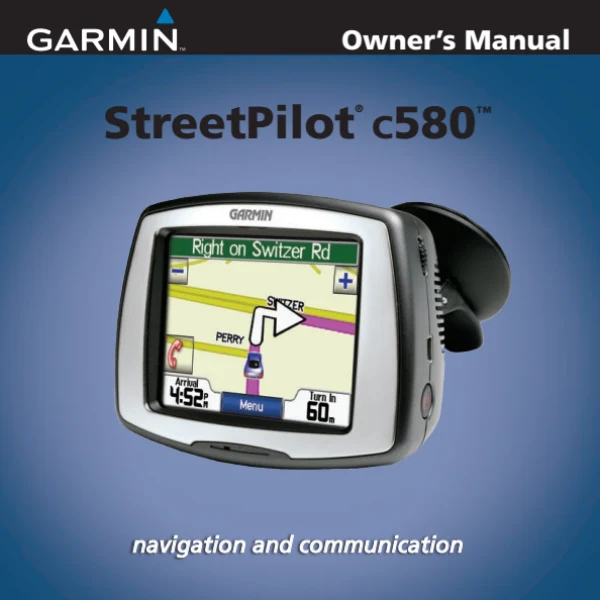 Garmin StreetPilot c580 — instrukcja po angielsku