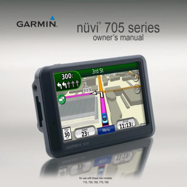 Garmin nuvi 705 Series — instrukcja po angielsku