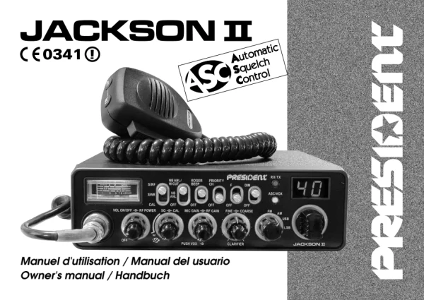 President JACKSON II ASC — instrukcja po angielsku