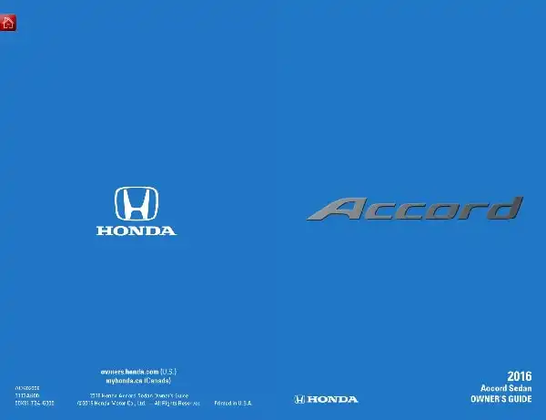 Honda Accord 2016 MY. Owner&#39;s Guide