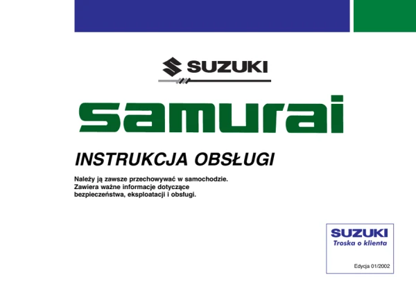 Instrukcja obsługi Suzuki Samurai — wydanie 01/2002