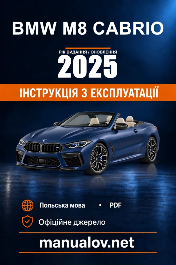 Instrukcja obsługi BMW M8 Cabrio — rok wydania 2025