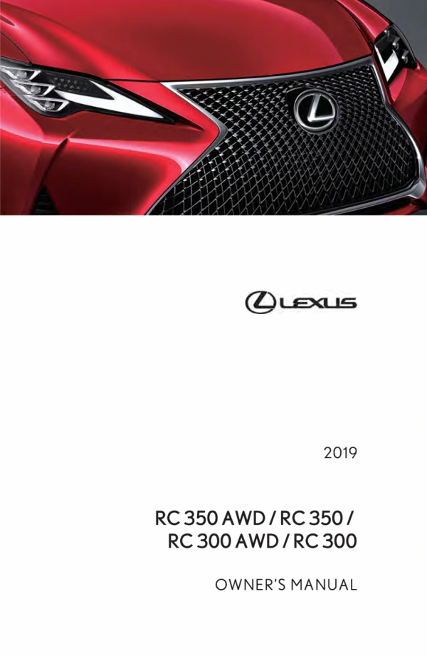 Instrukcja obsługi Lexus RC 300 / RC 350 — 2019