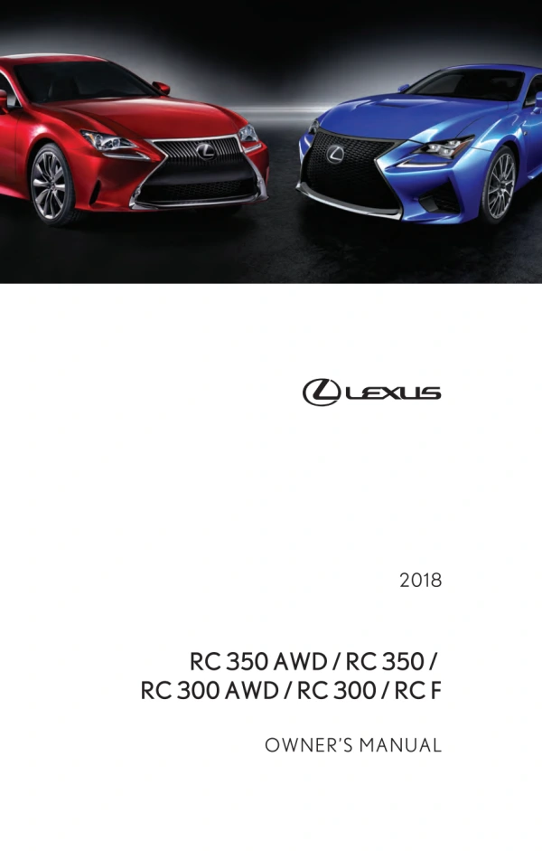 Instrukcja obsługi Lexus RC 300 / RC 350 — 2018