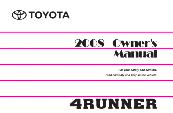 Instrukcja obsługi Toyota 4Runner — okres zastosowania 2008