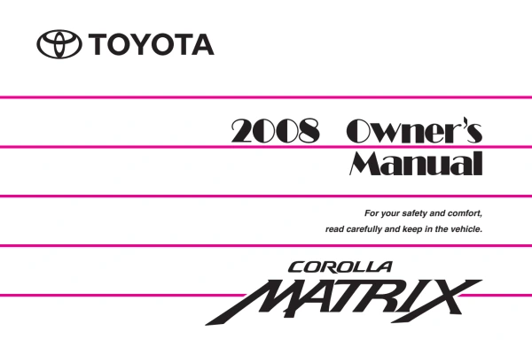 Instrukcja obsługi Toyota Matrix — 2008