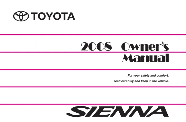 Instrukcja obsługi Toyota Sienna — okres zastosowania 2008