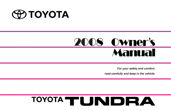 Instrukcja obsługi Toyota Tundra — okres zastosowania 2008