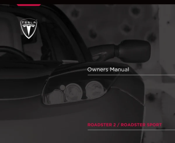 Instrukcja obsługi Tesla Roadster — wydanie Roadster 2 / Roadster Sport