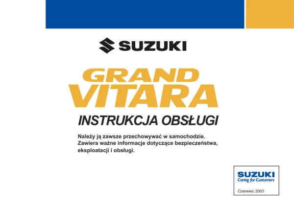 Інструкція з експлуатації Suzuki Grand Vitara I — видання 06/2003