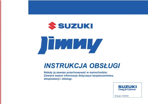 Інструкція з експлуатації Suzuki Jimny III — видання 12/2004