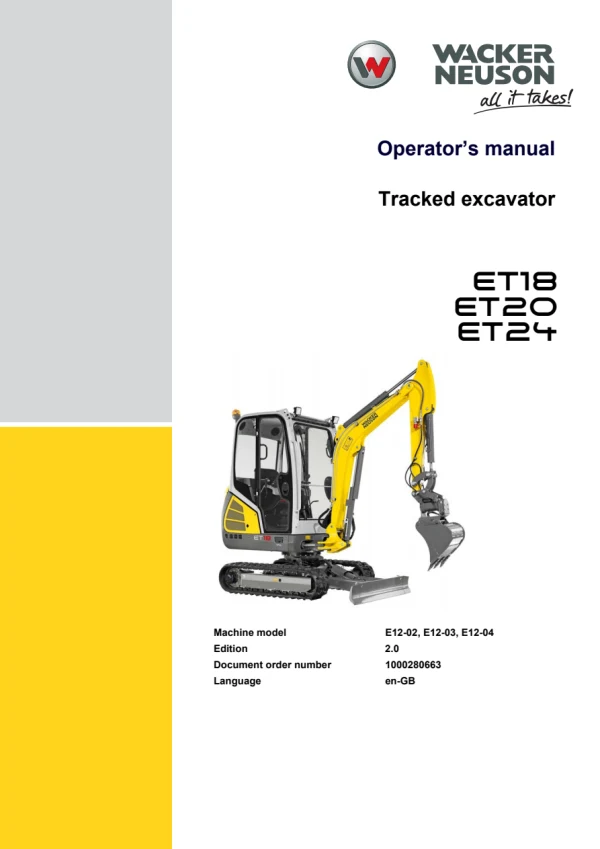 Wacker Neuson ET18 — інструкція оператора англійською мовою