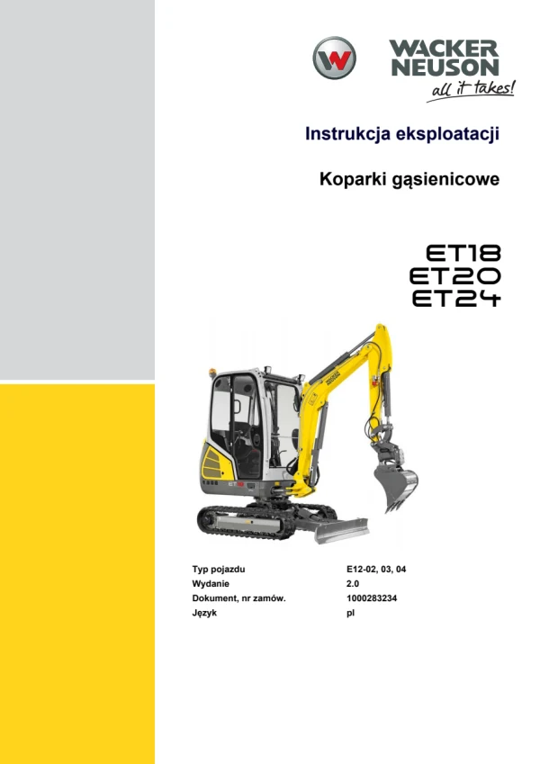 Wacker Neuson ET18 — інструкція оператора польською мовою