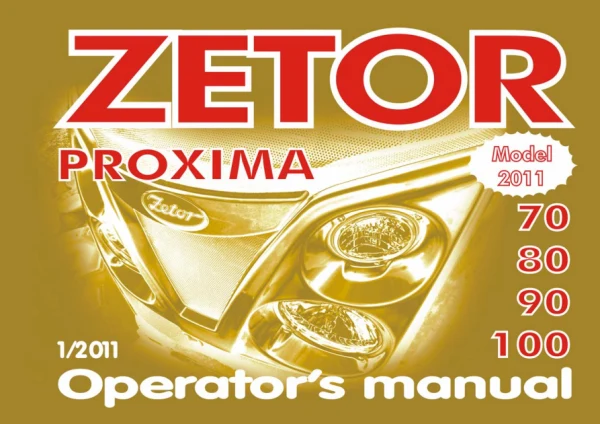 Zetor Proxima 90 — інструкція оператора англійською, модельний ряд 2011